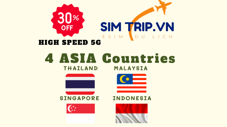 Sim Du Lịch 4 Nước Singapore, Malaysia, Indonesia, Thailand